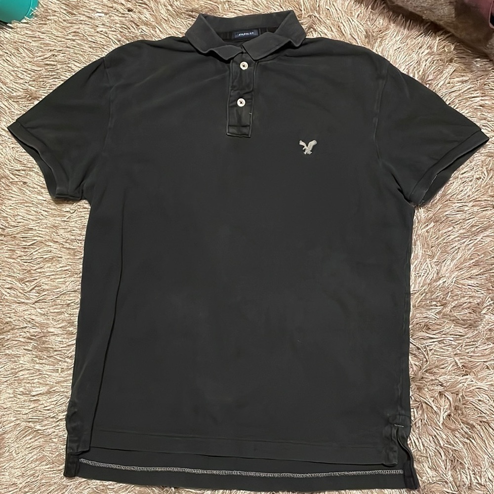 American Eagle Outfitters Black Short Sleeve Polo Shirt